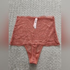 Victoria's Secret Rust Brown Lace High Waist Thong Panties size small NWT